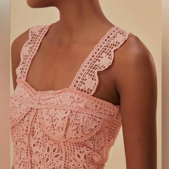 Farm Rio Guipure Lace Crop Top Light Pink Size XS - Picture 15 of 16